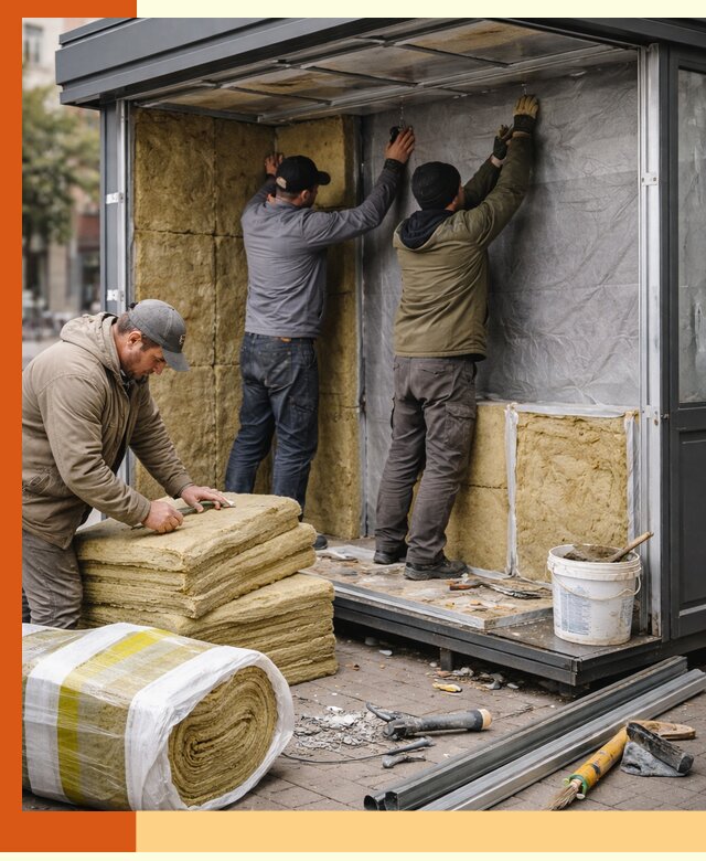 Утепление павильона шаурмы под ключ в Конаково